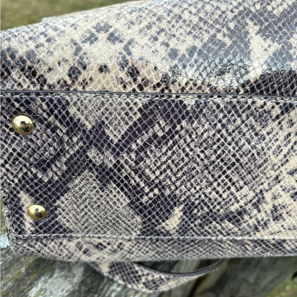 Michael Kors Gray and Tan Snake Print Satchel/Shoulder Bag